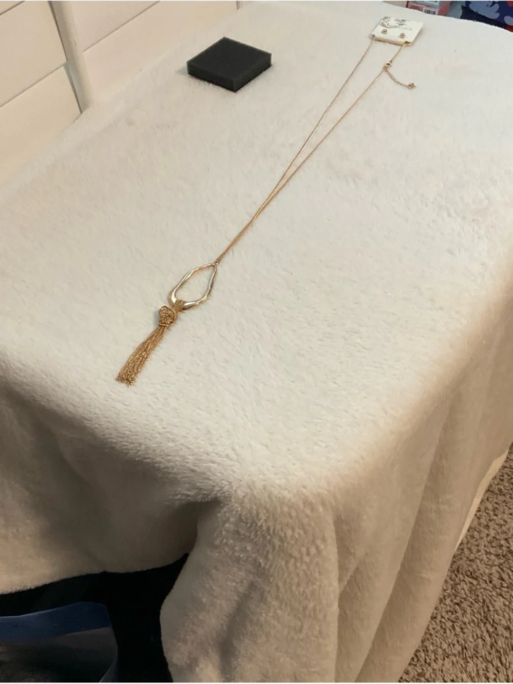 Long Gold Tassel Pendant Necklace for Women